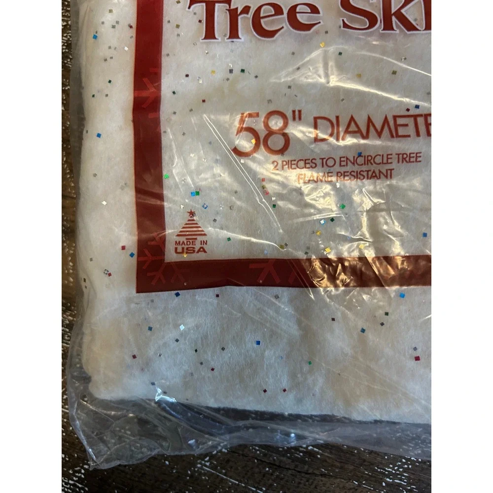 Vintage Sparkl-Tex Glittering Christmas Tree Skirt 58 Inch White  Made in USA